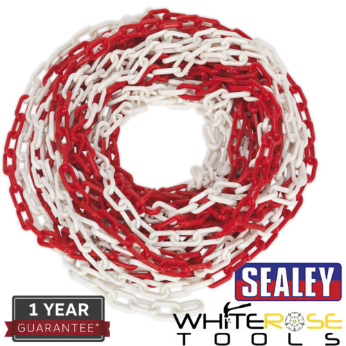 Sealey Safety Chain Red/White 25m x 6mm No Entry Barrier Safety Warning Parking