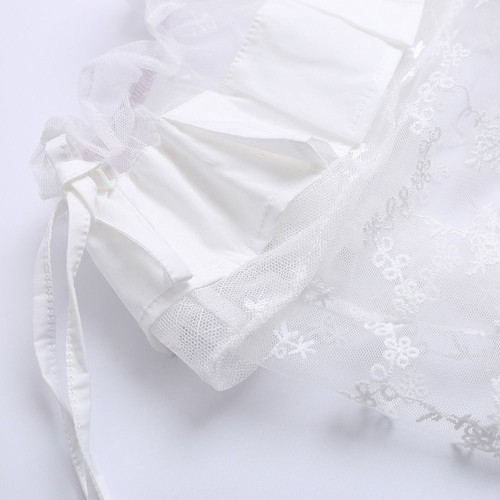 See Through Lace Mini Skirt Irregular Pleated Skirts Butt Curtain - Afbeelding 6 van 9