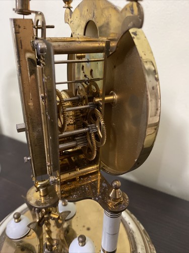 Vintage HECO 400 Day Anniversary Clock with Glass Dome For Parts Not Working - Picture 9 of 12