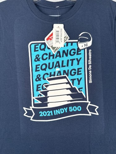 Camisa Indycar Juvenil Grande Azul 2021 Indy 500 Simona De Silvesto 105º Algodón - Imagen 6 de 14
