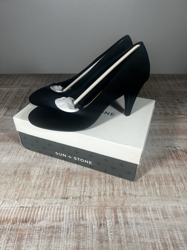Sun Stone Pumps Erwachsene 8,5 schwarz Wildlederimitat Absatz klassisch Damen elegant Anlass - Bild 9 von 13