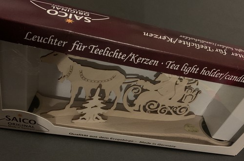 Saico Original Weihnachtsmann mit Rentier Holz Teelicht Kerzenhalter Made in Germany - Bild 4 von 6