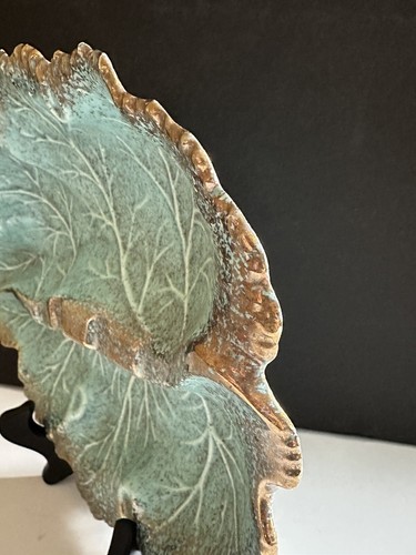 50’s MCM California Pottery Leaf Ashtray USA 650 Turquoise Aqua Blue 11” - Picture 21 of 23