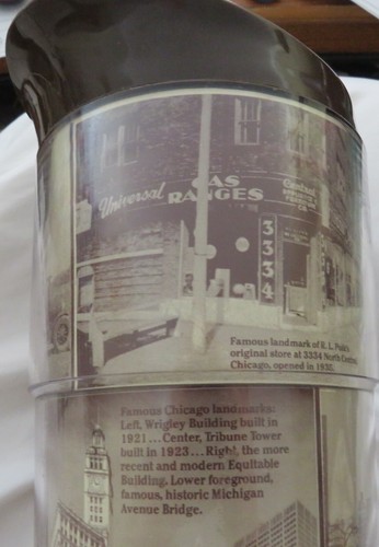 Insulated Pitcher Vintage Frigidaire Ads Chicago Land Marks Brown & White 9" T - Picture 16 of 19