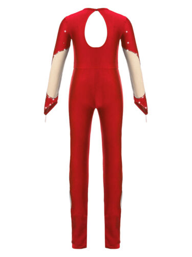 Girl Jumpsuit Back Bodysuit Rhinestone Leotards Gymnastic Costume Ballet Outfit - Picture 37 of 70