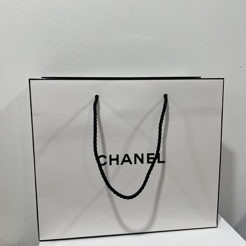 CHANEL White & Black Paper Shopping/Gift Bag 11.5” x 9.75” x 5”