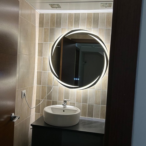 Anti-fog Round LED Bathroom illuminated Mirror Backlit Light Vanity Smart Touch - Picture 4 of 22