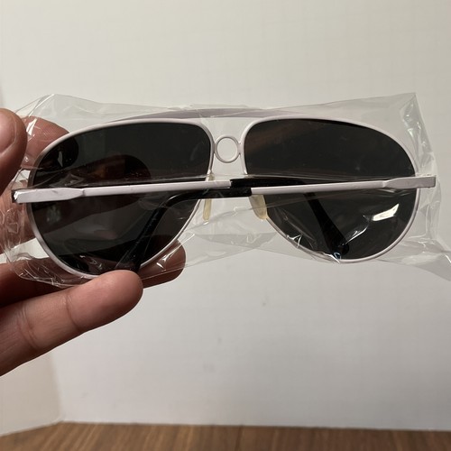 NOS Vintage 80s White Aviator Shooting Style Sunglasses w/Dark Lens Taiwan New - Picture 3 of 3