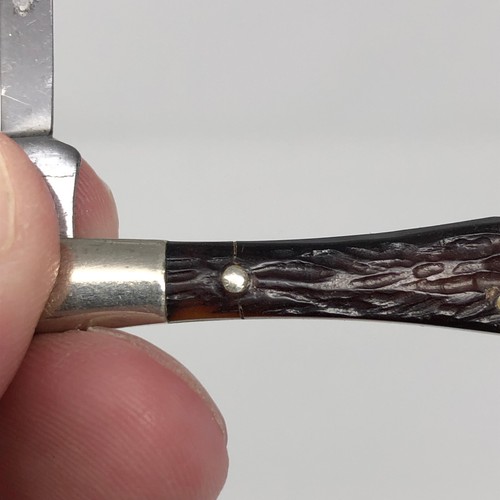 CAMILLUS New York USA 49 Two Blade Small 3" Tuxedo Pocket Knife Brown Delrin VTG - Picture 14 of 15