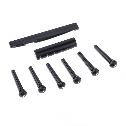 8x Bridge Pins & Bridge Nut Sella Set per Chitarra Acustica Folk ABS Materiale US - Foto 10 di 12