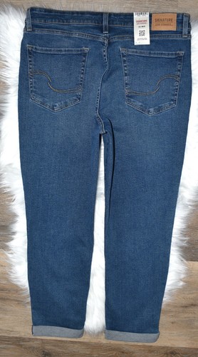 Levi Strauss Signature Women Jeans Sz 16 Mid-Rise Distressed Stretch Boyfriend - Picture 2 of 7