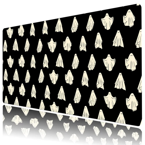 Halloween Ghost Mouse Pad White Black Desk Mat for Keyboard and Mouse Desk Pad