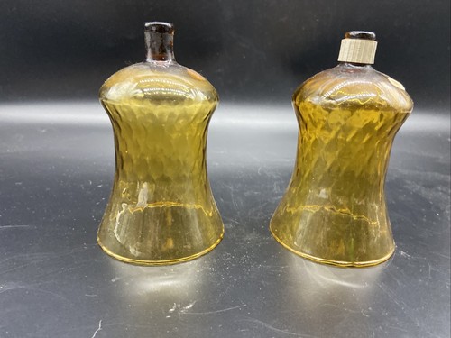 pair of vintage amber swirl diamond optic votive peg light candle holders mexico - Picture 1 of 3