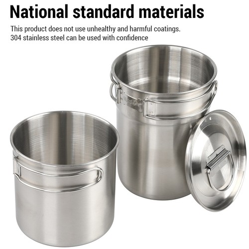 Stainless Steel Cookware Set Camping Cup Portable Cooking Pot 2-3 Q0Q8 - Picture 8 of 11
