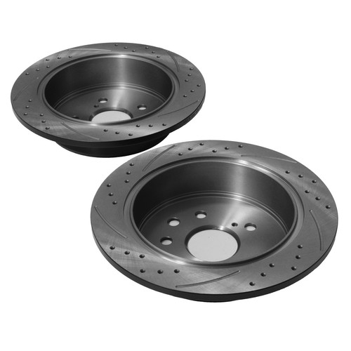 DISCHI FRENO FORATI POSTERIORI SCANALATI 291MM PER LEXUS IS220 IS250 300H AWD 05+ - Foto 6 di 9