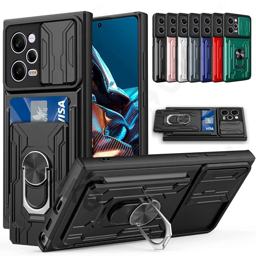 Case For Xiaomi 13T 11T Pro Redmi Note 12 11 10 Pro Armor Holder Card Slot Cover
