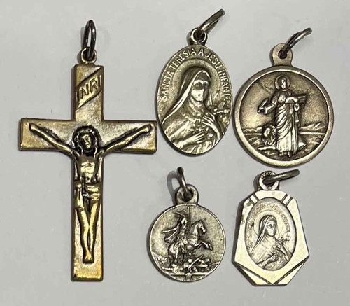 Europa 1940 ́ altes Lot x5 Hl. Therese Jesu Kindling, St. Georg, Kreuz, Bauchspeichelhäute - Bild 5 von 13