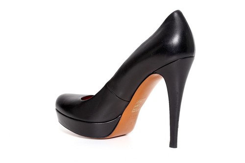 Gucci Z1644* Women's Black Leather Platform Round Toe Pumps Size 38.5 / 8.5 US - Picture 5 of 8
