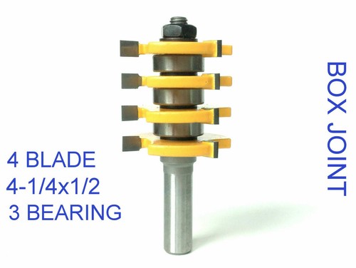 1 PC 1/2" SH 4 Slots Adjustable Box Joint 3 bearing 1/2x1/4 Finger Router Bit S - Picture 3 of 12