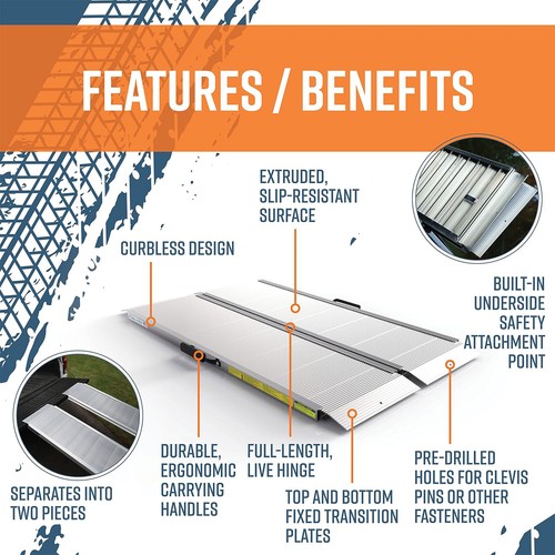 EZ-ACCESS TRAVERSE 4ft Singlefold Portable Loading Ramp, Silver (Open Box) - Picture 3 of 12