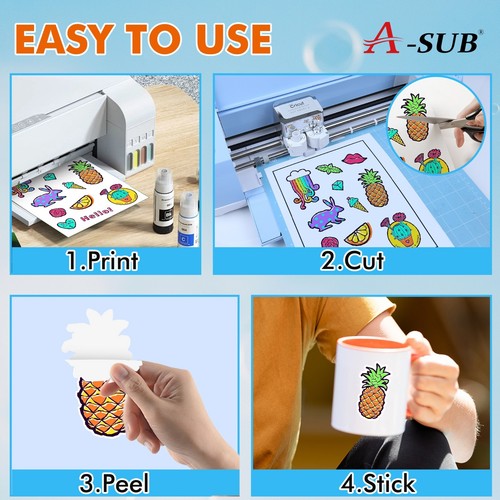 Lot 200-1000PK Bulk A-SUB Printable Vinyl Sticker Paper for Inkjet Matte White - Picture 5 of 10