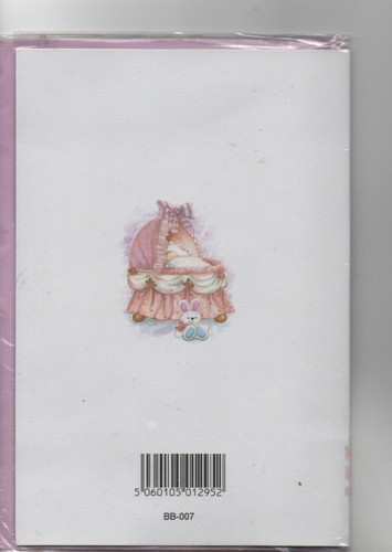 CARTE-New baby Girl.relief.Couffin avec bébé et lapin.13 x 19 cm environ - Picture 2 of 2