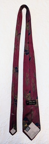 Ferrell Reed Silk Necktie Mallard Duck Burgundy Red Handmade England EUC - Picture 5 of 8