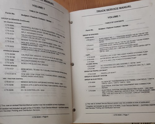 Truck Service Manual CTS-5630 Vol. 1 & 2 1997 1000 & 3000 Series Navistar Int'l. - Imagen 7 de 24