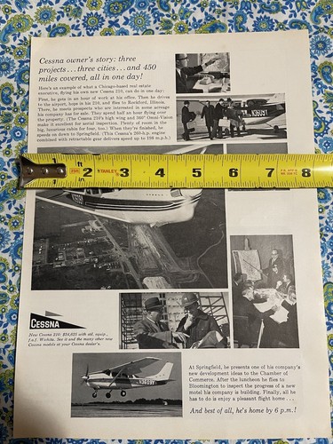 Vintage 1963 Cessna 210 Airplane Print Ad - Picture 6 of 7