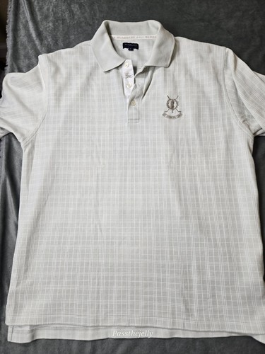 VTG Burberry Golf Mens Polo Large The Old Course St Andrews Geometric Beige - Picture 2 of 15