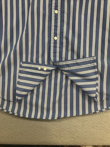Camisa Chaps XXL Azul/Blanco a Rayas SS BD Cuello BU Bolsillo Frontal Informal Fiesta - Imagen 8 de 13