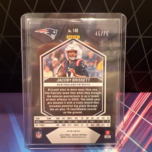 2024 Panini Mosaic NFL Jacoby Brissett#/75 #148 blue No Huddle NE Patriots - Picture 2 of 2