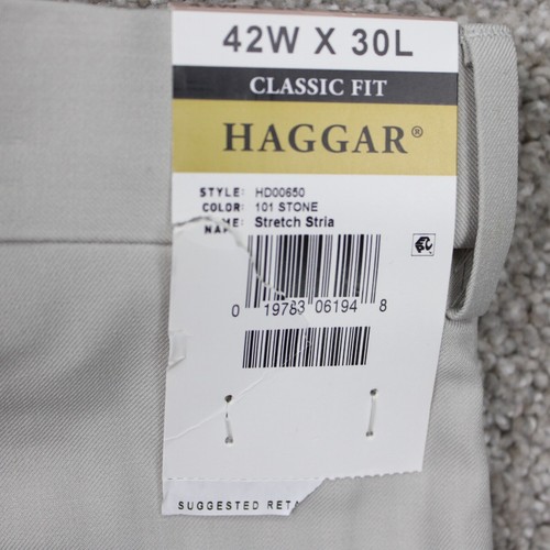Haggar Premium Komforthose Neu mit Etikett Herren 42x30 beige faltenfrei 4-Wege-Stretch - Bild 9 von 16