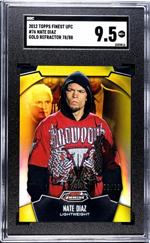 2012 Topps Finest UFC Gold Refractor - NATE DIAZ #76 /88  SGC 9.5 - Stockton 209
