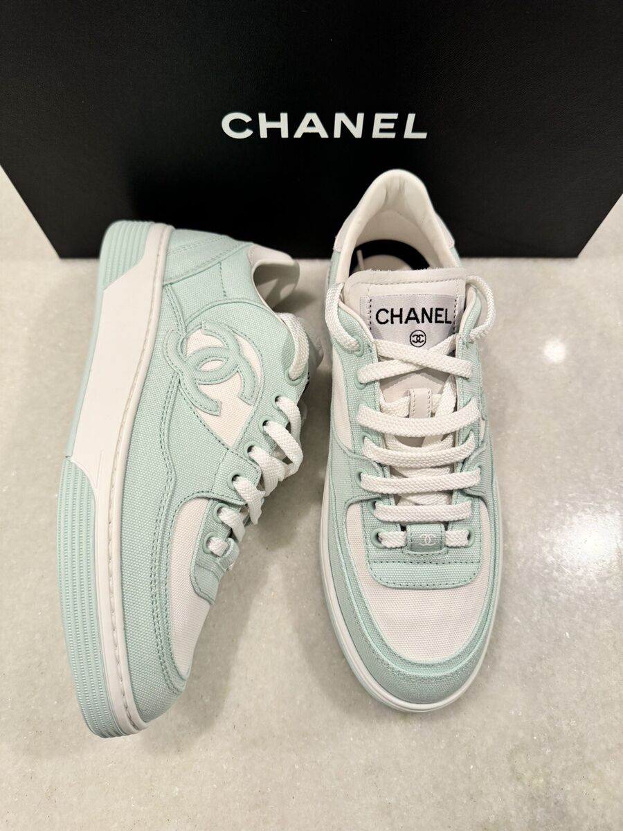 Chanel 24C Cruise 2024 Light Turquoise White Cotton CC Logo Chanel 24C Cruise 2024 Light Turquoise White Cotton CC Logo