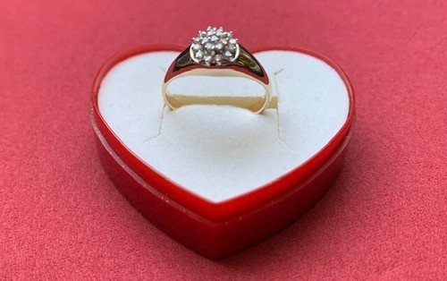 ECHTER 585 / 14 KARAT GOLD RING mit DIAMANTEN, zus. ca. 0,25 ct, P2; RG 57 - Bild 9 von 12