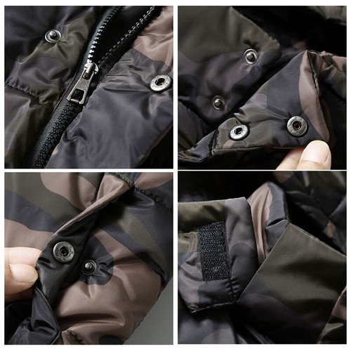 Herren Kapuze Puffer Weste Gesteppt Tarnfarbe Weste Warm Ärmellose Jacke Neu - Bild 11 von 15