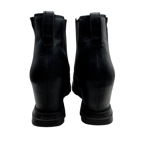 Sorel Joan of Arctic III Black Oiled leather hidden Wedge Chelsea Boot Women sz9 - Picture 5 of 10