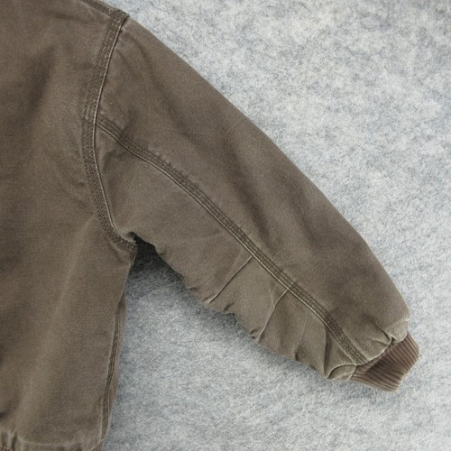 Carhartt Jacket Youth XS (6) Brown Canvas Full Zip Hooded Coat Faded Boys Kids - Picture 18 of 18