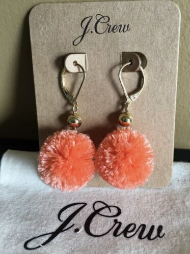 J Crew POMPOM TROPFEN OHRRINGE IN BRILLANTER PFINGSTROSE NEU MIT ETIKETT