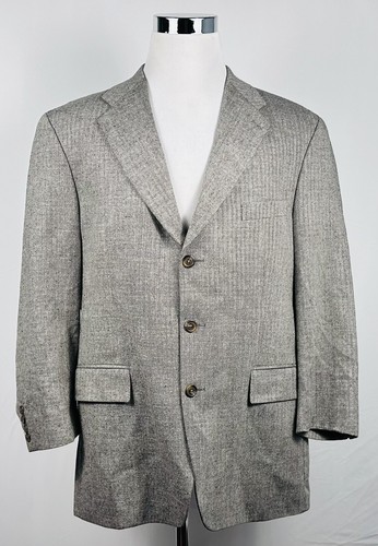 Chaps Ralph Lauren 44R Sport Coat Wool Silk Linen Herringbone Three Button - Picture 2 of 8