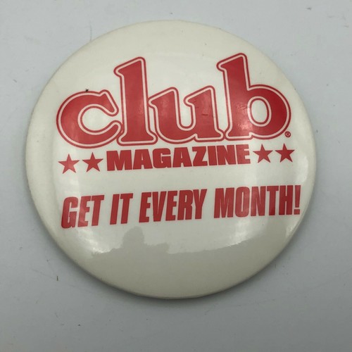 Vintage CLUB MAGAZINE Pinback Get It Every Month Adult Advertising 3" Pin Button - Picture 7 of 12