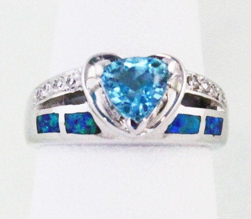 Laborgefertigter Feueropal Lab-Created Trillion Edelstein Ring Sterling/Rhodium #5-7,5 - Bild 2 von 9