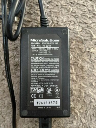 Adaptador de CA 5V-12V genuino Micro Solutions SDD018-1000 TRX-024D - Imagen 2 de 3