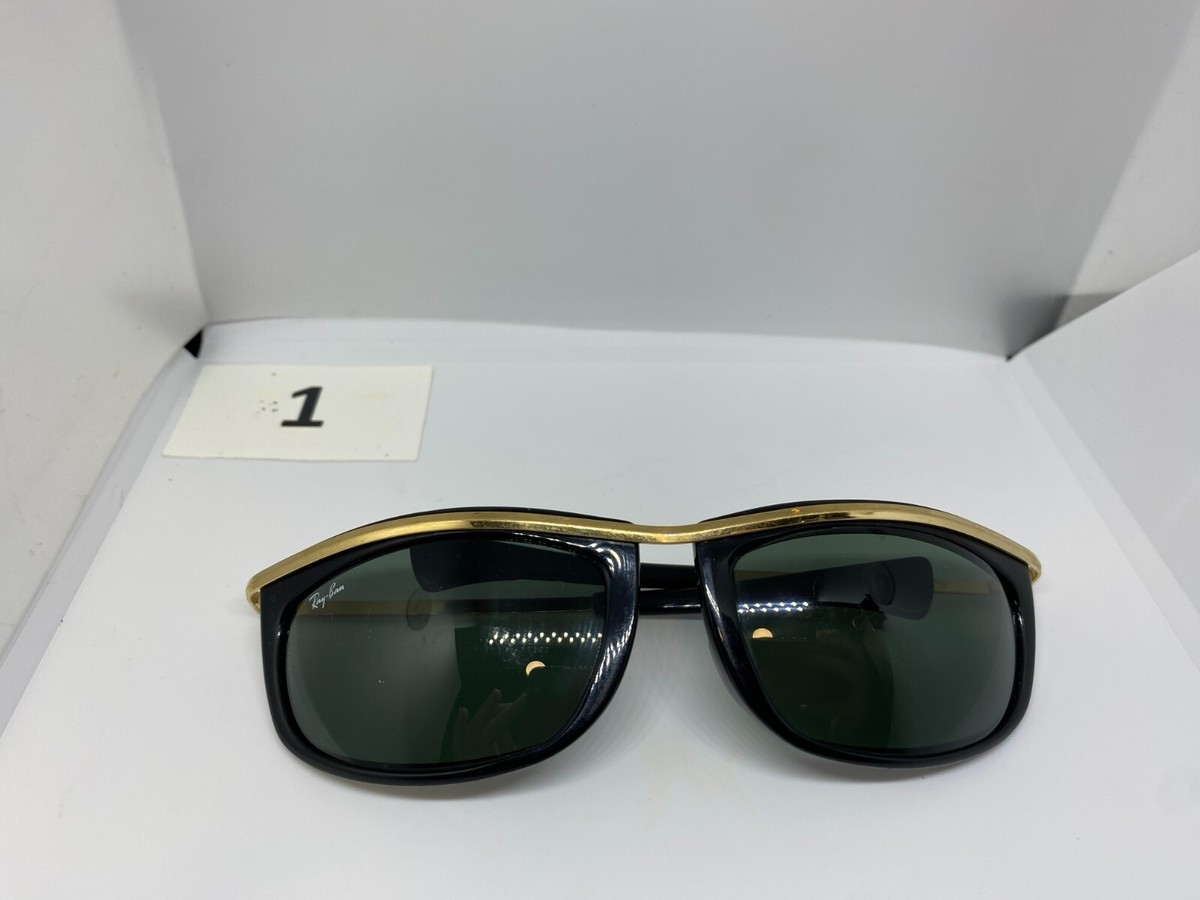B&L Ray-Ban Sunglasses 1980s Black Gold L1000 Olympian 4 3/4