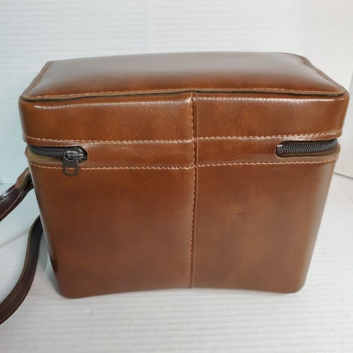 Vintage Hard Brown Leather Camera Case Shoulder Bag Made In USA #202 - Picture 6 of 15