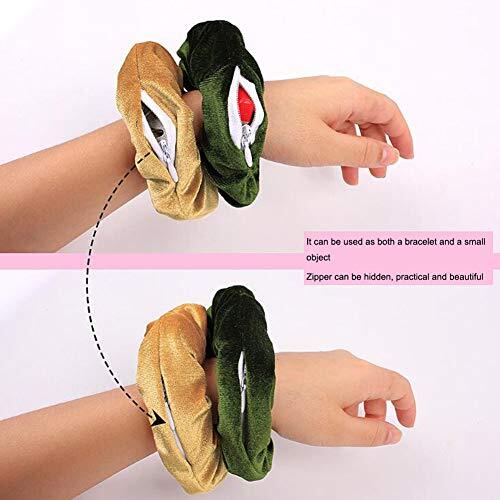 10 Pack Hair Scrunchies Ponytail Holder Hair Ties with Hidden Zipper Pocket - Picture 3 of 8