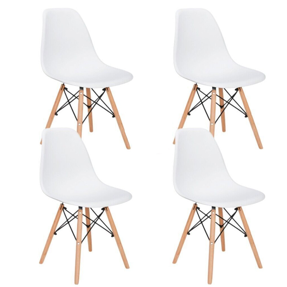 Pack de 4 sillas de Comedor o Cocina de diseño nórdico Blanco...