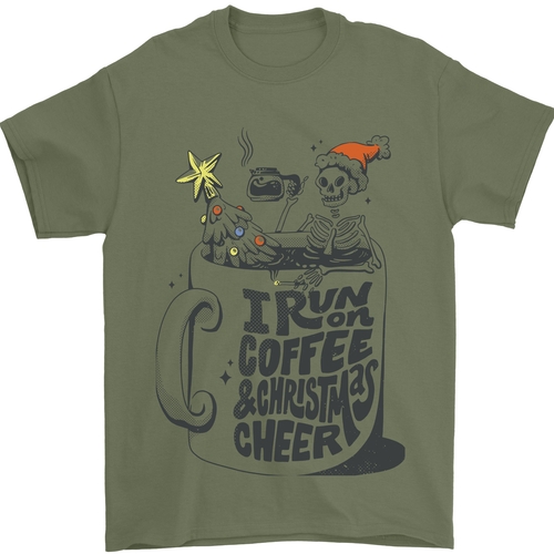 I Run On Coffee and Christmas Cheer Skull Mens T-Shirt 100% Cotton - Picture 93 of 102