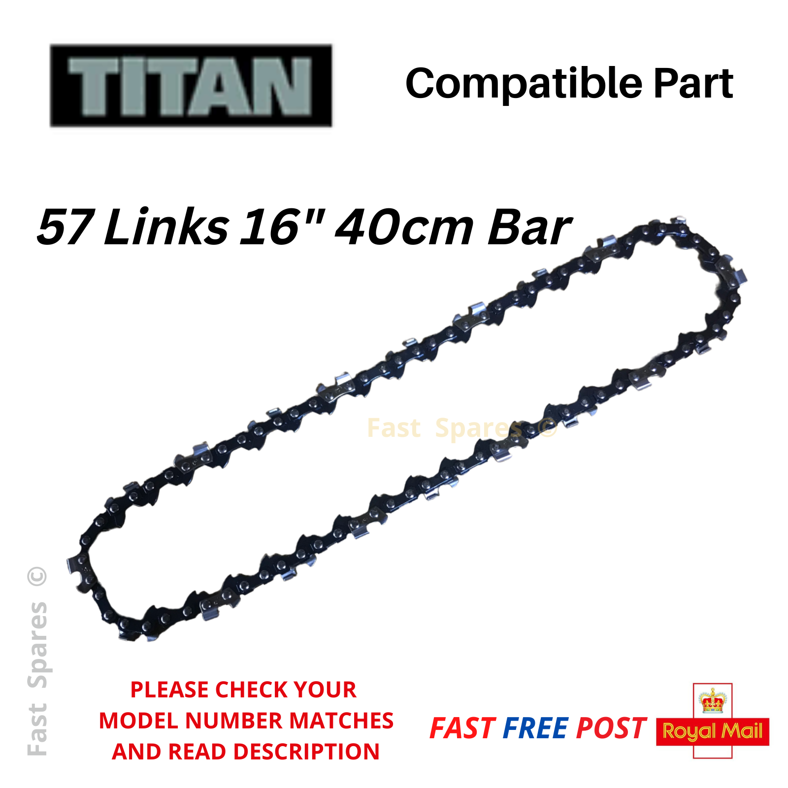 Screwfix Titan TTL758CHN Chainsaw Chain 57 Links 40cm 16" Bar 91PJ057X